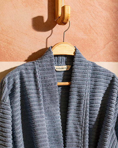 Набор банный унисекс халат и полотенце Carla 2 шт., L-XL р., 50x90 см. - синий