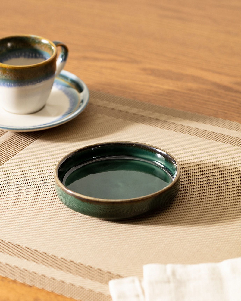 Набор блюдец Droit 10 см, из 4 шт - голубой / зеленый