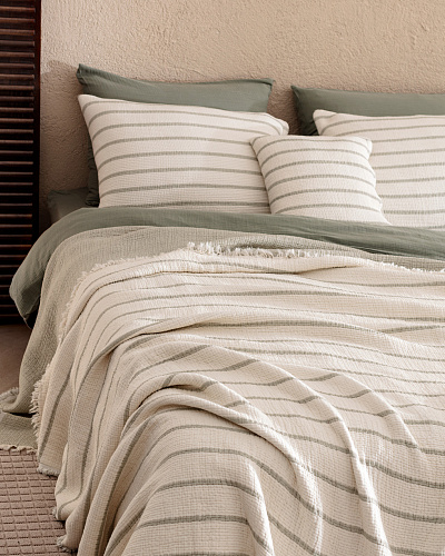 Подарочный комплект постельного белья двуспальный Marguerite с покрывалом 160x200 см, хлопок