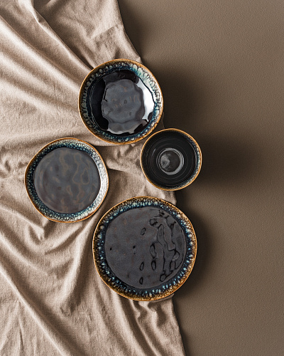 Набор тарелок Belford из 18 шт. - коричневый / синий