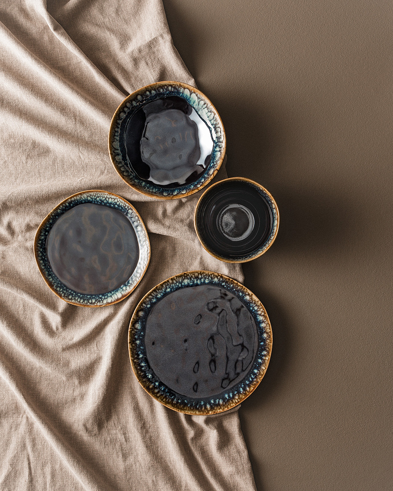 Набор тарелок Belford из 18 шт. - коричневый / синий