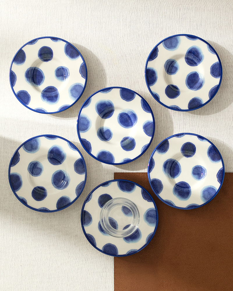 Набор фарфоровых чайных блюдец Luxe Rond из 6 шт., 13x13 см - синий