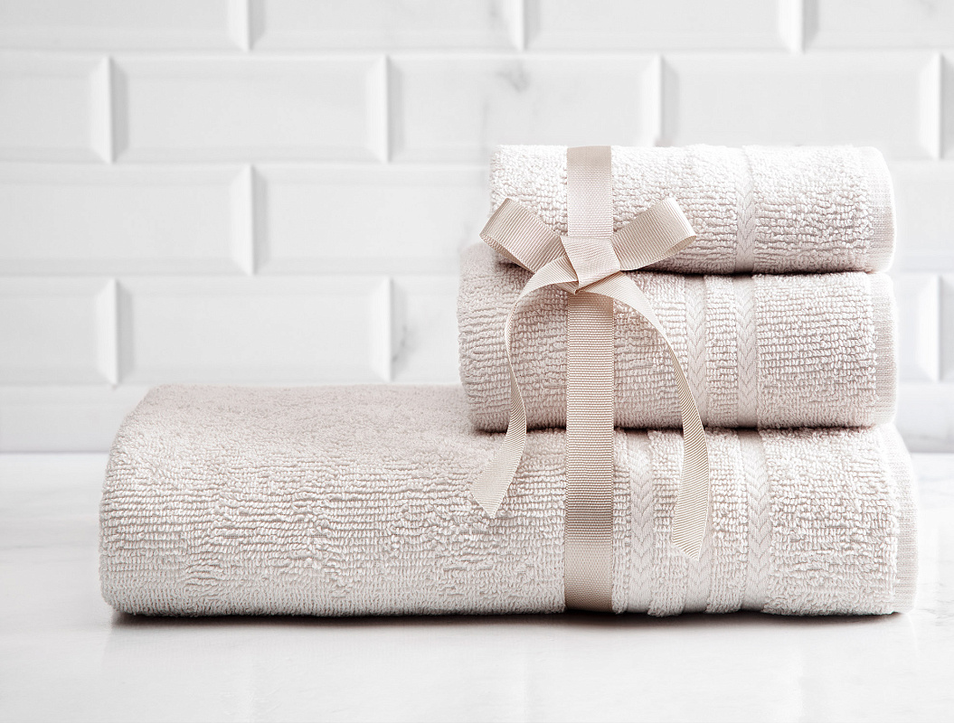 Набор махровых полотенец Avril из 3 шт. 30x46см, 50x76см, 70x140см - бежевый
