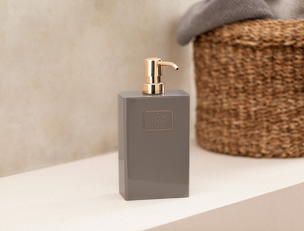 Пластиковый диспенсер для жидкого мыла Coumba - серо-бежевый