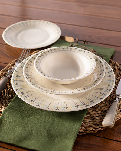 Столовый сервиз Alice из 24 шт. - белый / мятный