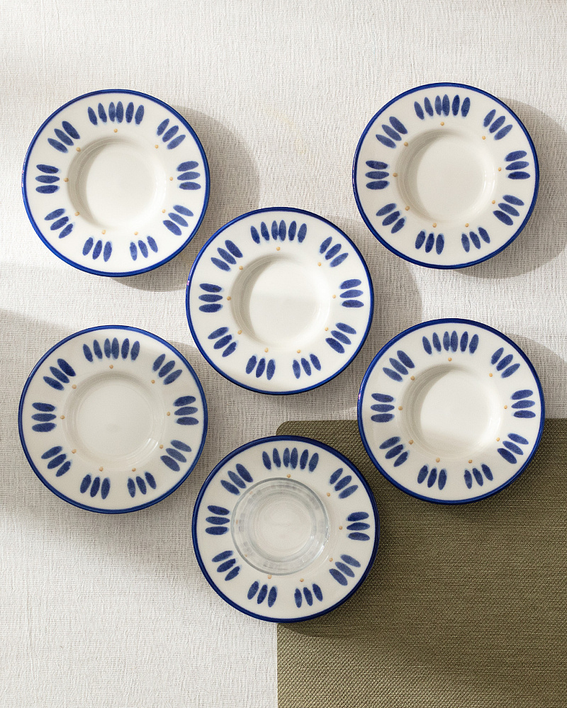 Набор фарфоровых чайных блюдец Luxe Ligne из 6 шт., 13x13 см - синий