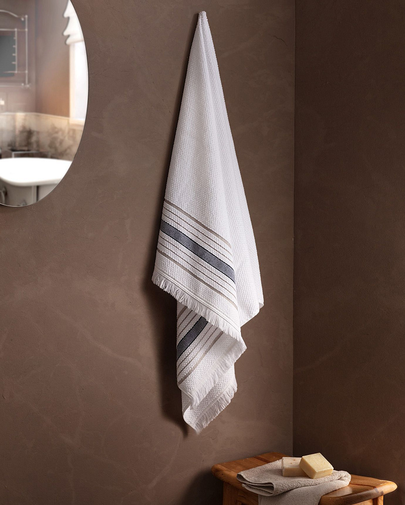 Банное полотенце Annecy 70х140см - белое/серое