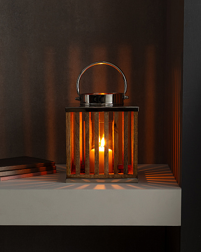 Подсвечник фонарь Ambre 20x20x25 см. - коричневый