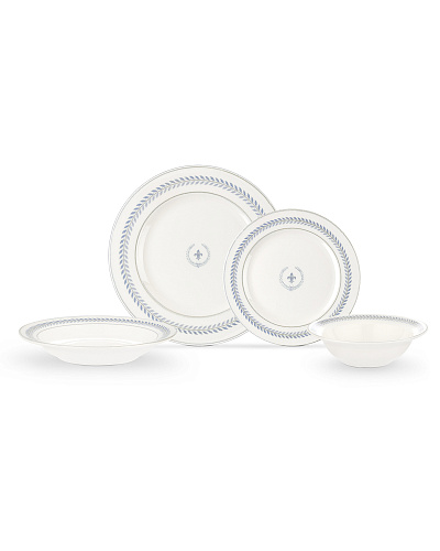 Набор посуды Elegant из 24 предметов - белый / голубой