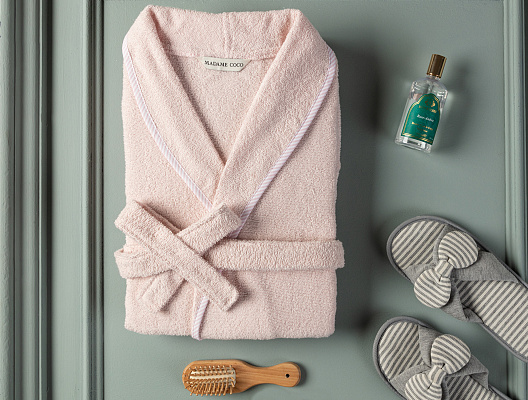 Женский халат Belda с шалевым воротником и ремешком L-XL, хлопок