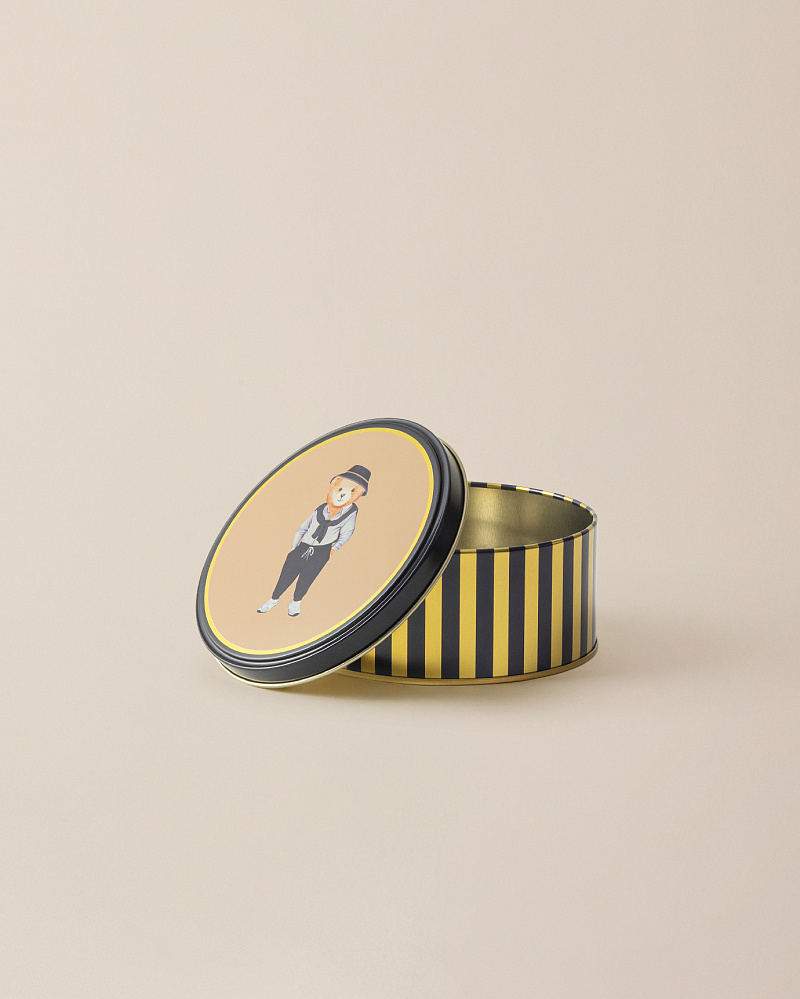 Круглая металлическая коробка Billie 13,3x13,3x6 см. - синяя