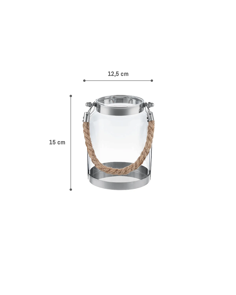 Подсвечник Manon 12,5x12,5x15 см, - стекло, нержавеющая сталь