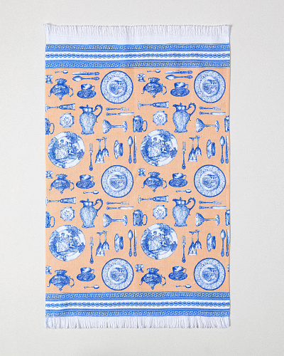 Кухонное полотенце Pompere с принтом 40x60 см. - синее / оранжевое