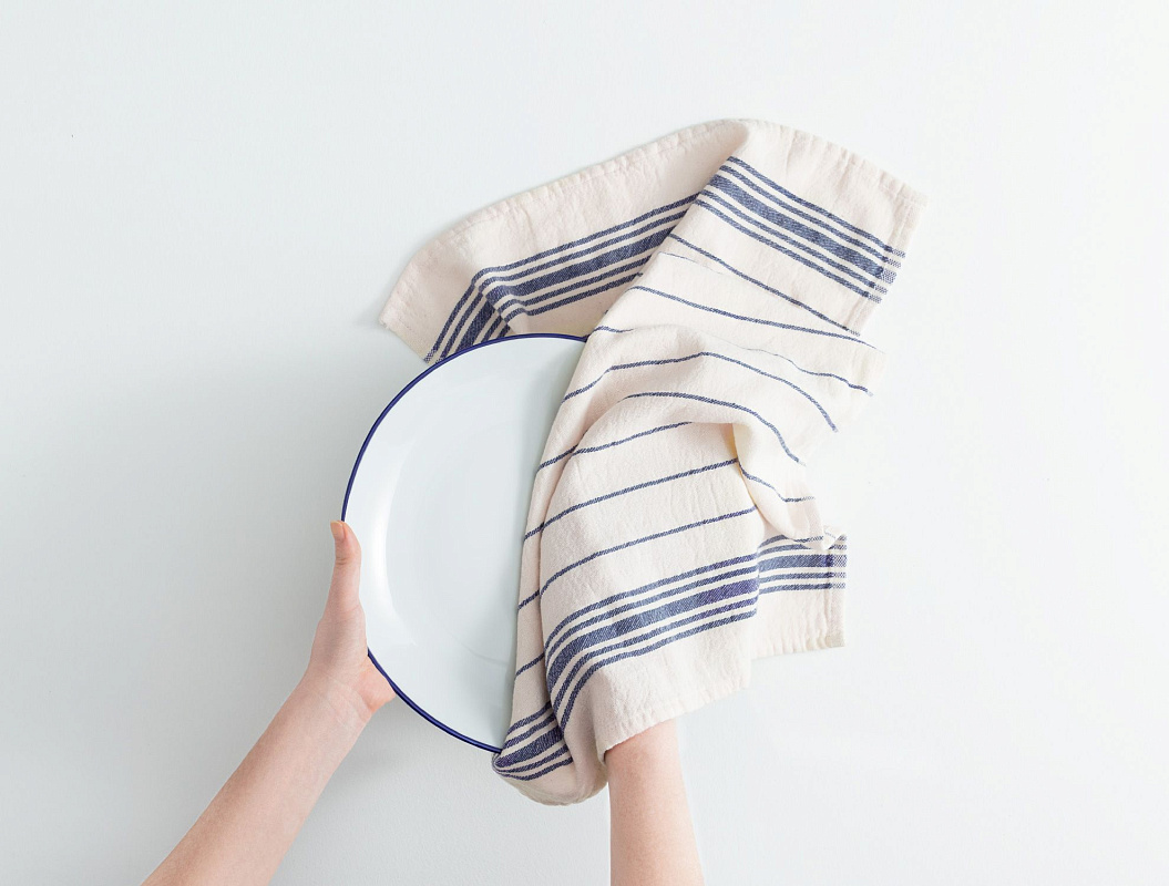 Полотенце кухонное Linda 40x60см - экрю/темно-синий