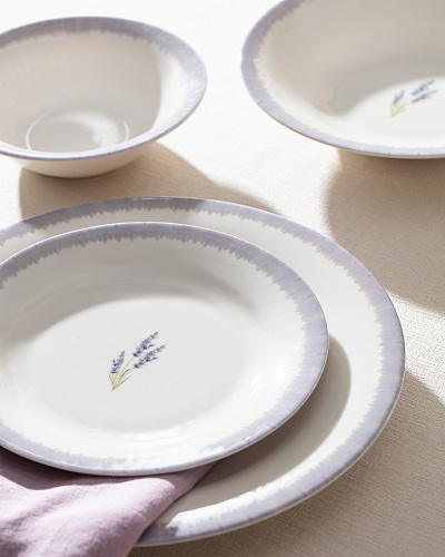 Столовый сервиз Emeline из 24 шт. - белый / сиреневый