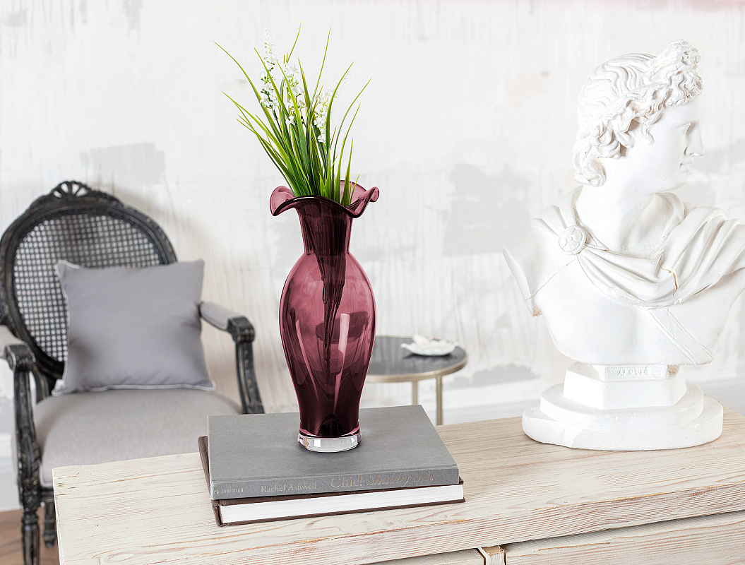 Ваза Cluny Jardin De Printemps 34x14 см. - сливовая