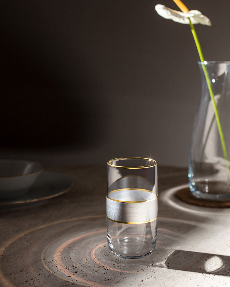 Набор стеклянных стаканов для напитков Musette Heike Platinum из 4 шт., 365мл