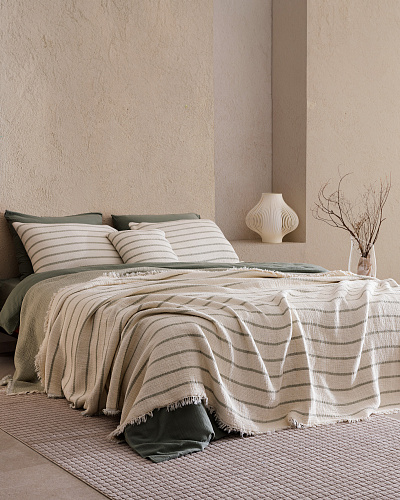 Подарочный комплект постельного белья двуспальный Marguerite с покрывалом 160x200 см, хлопок