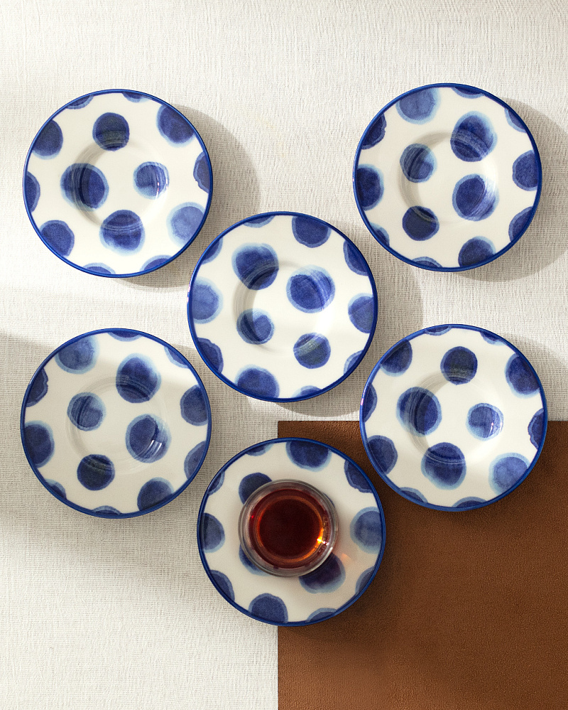 Набор фарфоровых чайных блюдец Luxe Rond из 6 шт., 13x13 см - синий