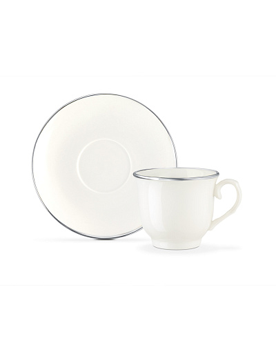 Набор кофейных чашек Rochel на 6 персон 80 мл. - бело-серебристый