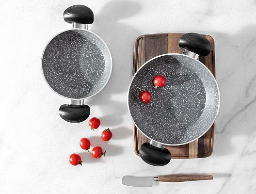 Набор из двух алюминиевых сковородок Gordes без крышек диаметр 16см + 20см - серый