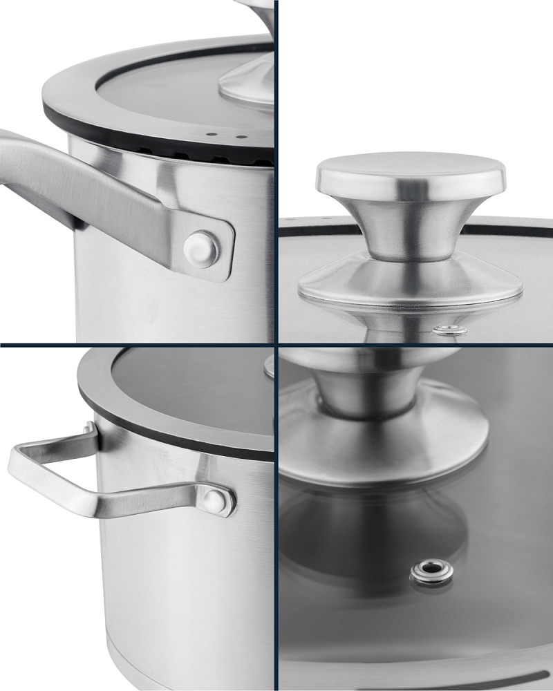 Кастрюля Raye с крышкой 16x10,5 см. - нержавеющая сталь