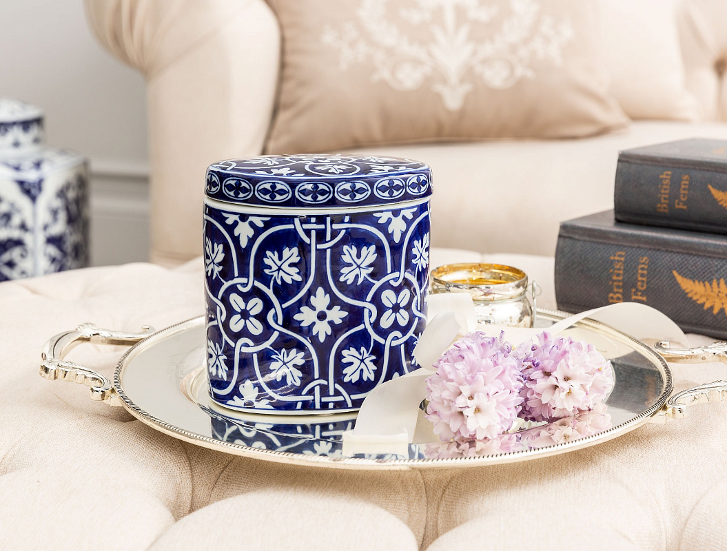 Ваза с крышкой Strazburg Blanc 15x10x15 см. 