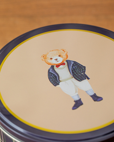 Круглая металлическая коробка Billie 24x24x10 см. - синяя