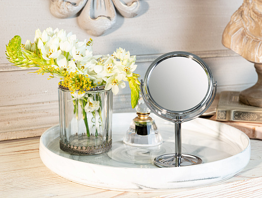 Круглое зеркало Bailey 14,5x8 см. - серебристое