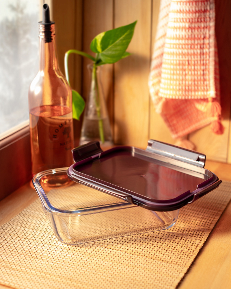 Ланчбокс Modena прямоугольный с крышкой 1,5 л. - боросиликатное стекло, пластик