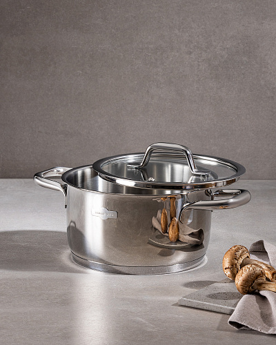 Кастрюля Nova глубокая с крышкой 2400 мл, нержавеющая сталь