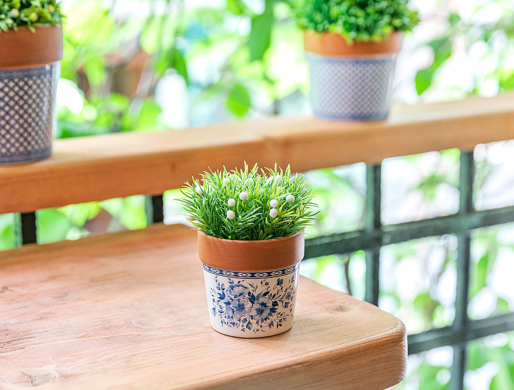 Кашпо Darcia 6,5x6,5x7 см. - белый / синий