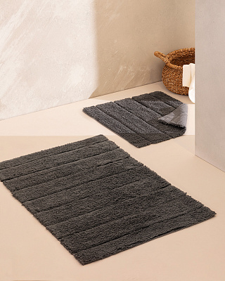 Набор ковриков для ванной из 2 шт., 60x100-50x60 см. - серый
