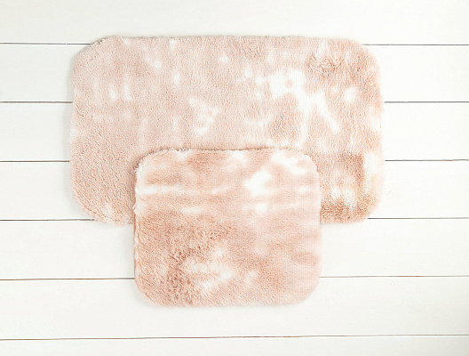 Комплект из 2 ковриков для ванной Damien: 60x100см и 50x60см - белый/пудровый