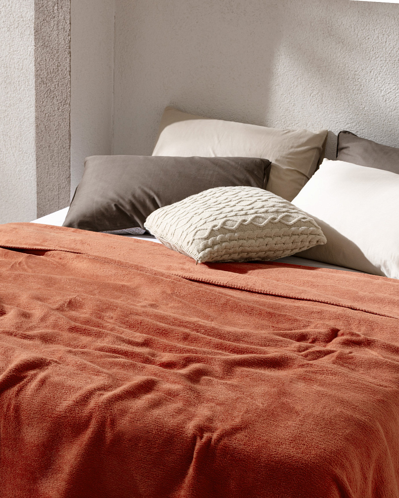 Покрывало полутораспальное Plain 200x220 см. - терракотовый