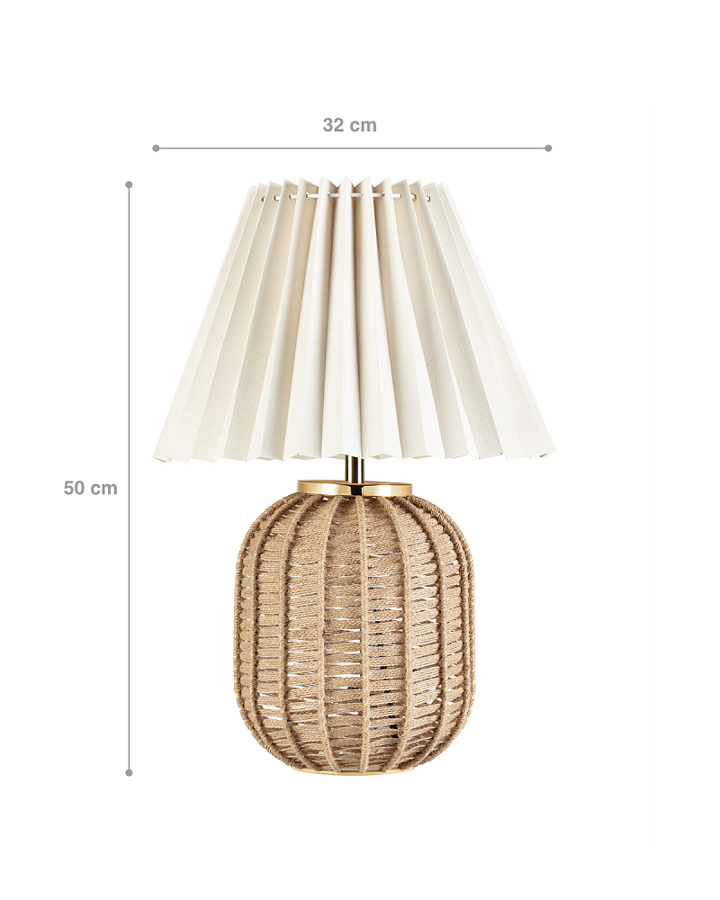 Настольная лампа с абажуром плиссе Castor 32x32x50 см, - бежевая, белая