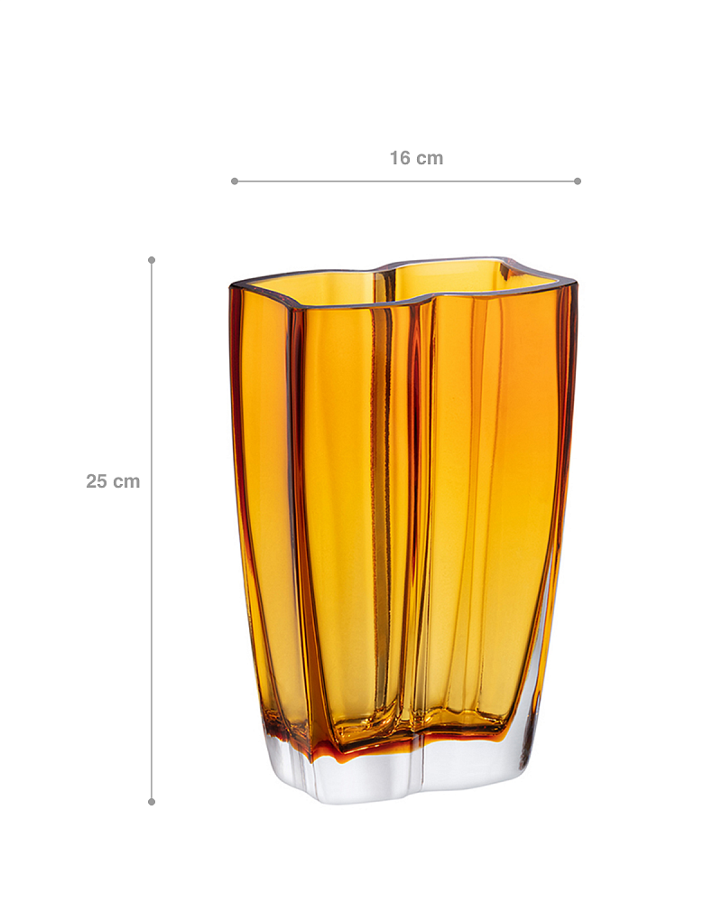 Ваза стеклянная ручной работы 16х25см - золотой