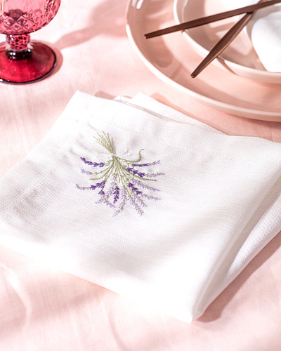 Комлпект салфеток La Lavande из 2 шт., 40x40 см. - белый / фиолетовый