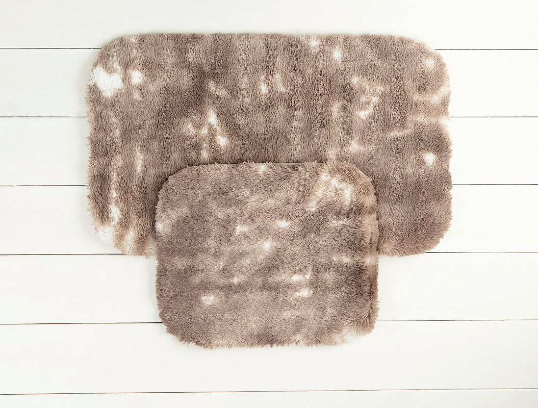 Комплект из 2 ковриков для ванной Damien: 50x80см и 45x50см - бело-коричневый