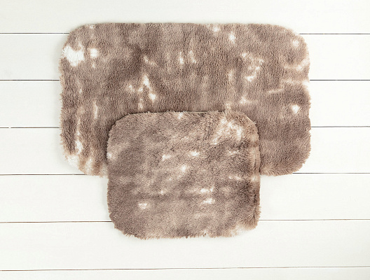 Комплект из 2 ковриков для ванной Damien: 50x80см и 45x50см - бело-коричневый