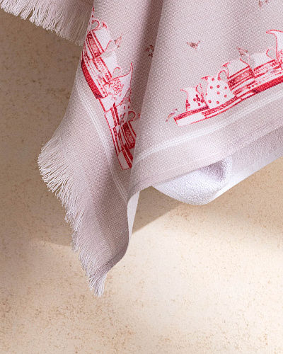 Кухонное полотенце Belle с принтом 40x60 см. - пыльное / красное