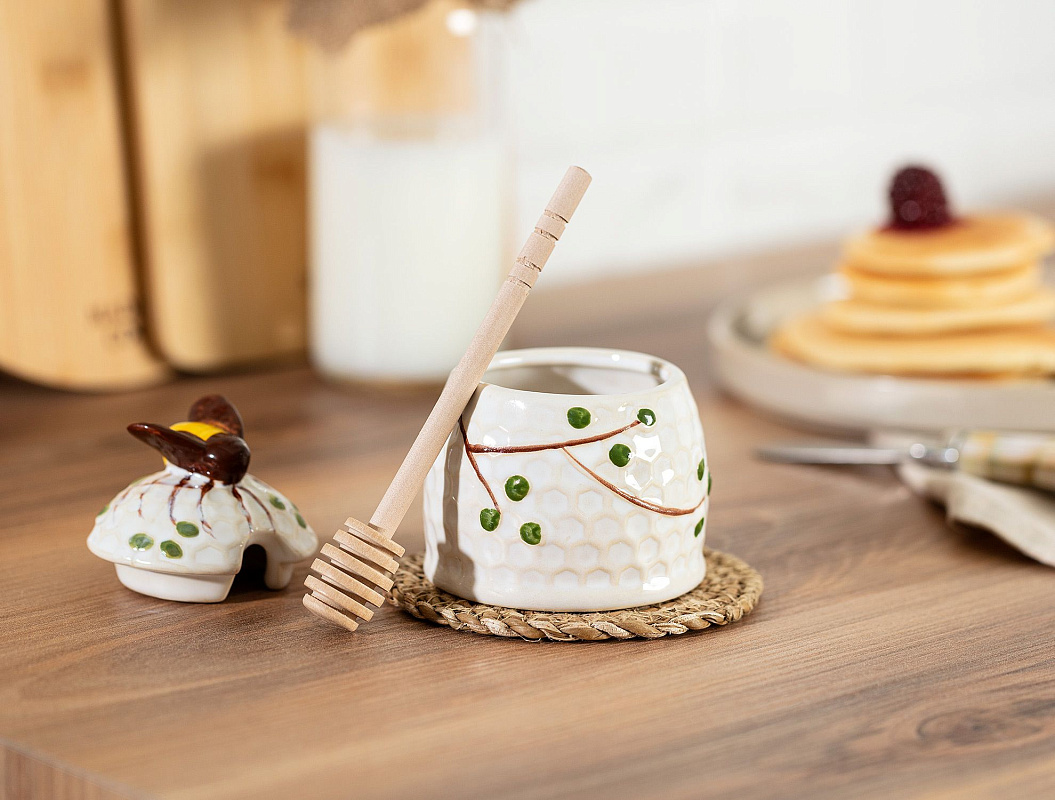 Керамическая банка для меда Bel 8x10см - бежевый