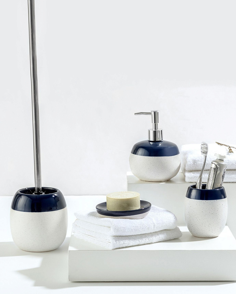 Керамический набор для ванной комнаты Diahna из 4 шт - белый/синий