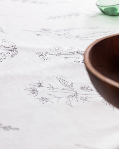 Скатерть Sarthe 160x200 см. - белая / серая