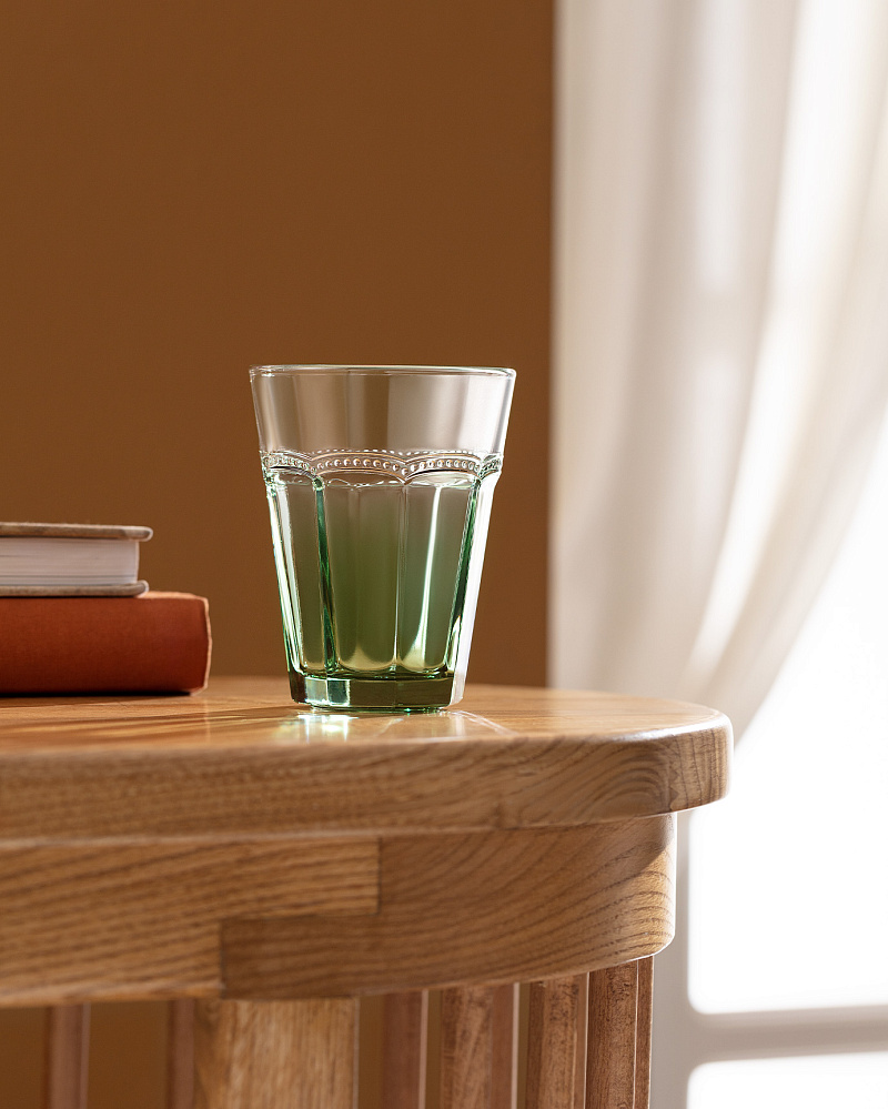 Набор стеклянных стаканов для напитков Perline - зеленый из 4 шт., 250мл