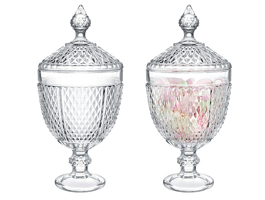 Сервировочная ваза Gagnon с крышкой на ножке 15x32 см. - прозрачная 