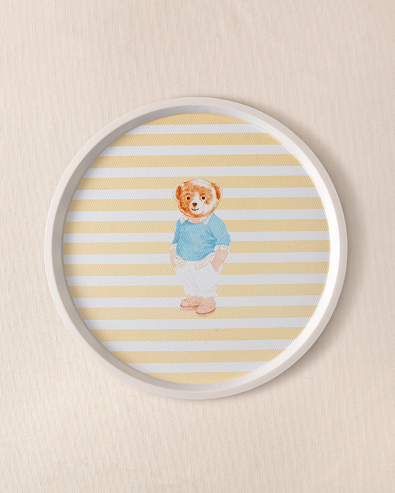 Круглый поднос Philip Bear 36x36x1,5 см. - бежевый / желтый