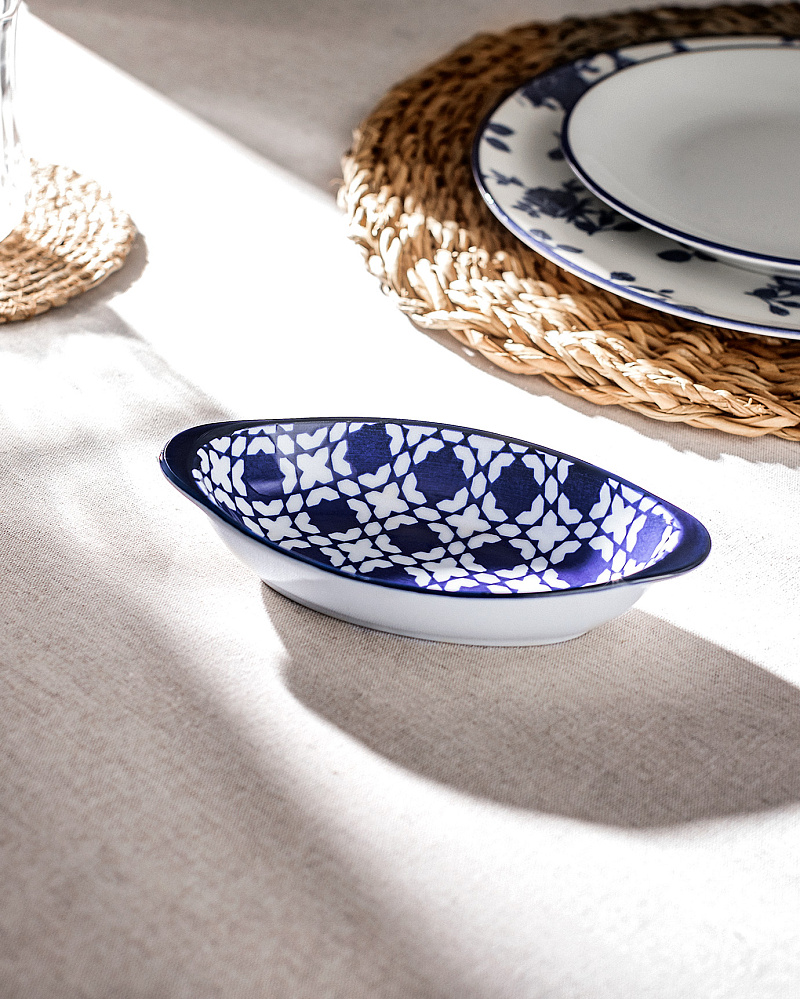 Овальная тарелка Reve Brest New Bone China 16x9x3 см - синяя