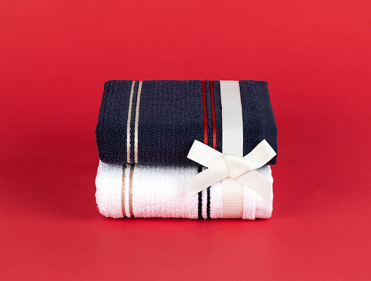 Набор полотенец для лица Iven из 2 шт., 50x70см - темно-синий/белый