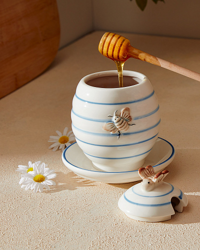 Банка для меда Flore с ложкой 12,5x12,5x14,8 см, керамика